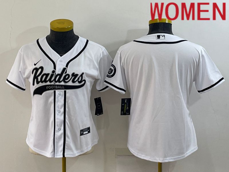 Women Oakland Raiders Blank White 2022 Nike Co branded NFL Jerseys->women nfl jersey->Women Jersey